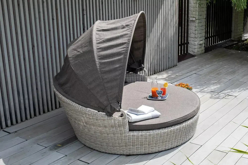 "Стильяно" плетеная кровать круглая, цвет бежевый