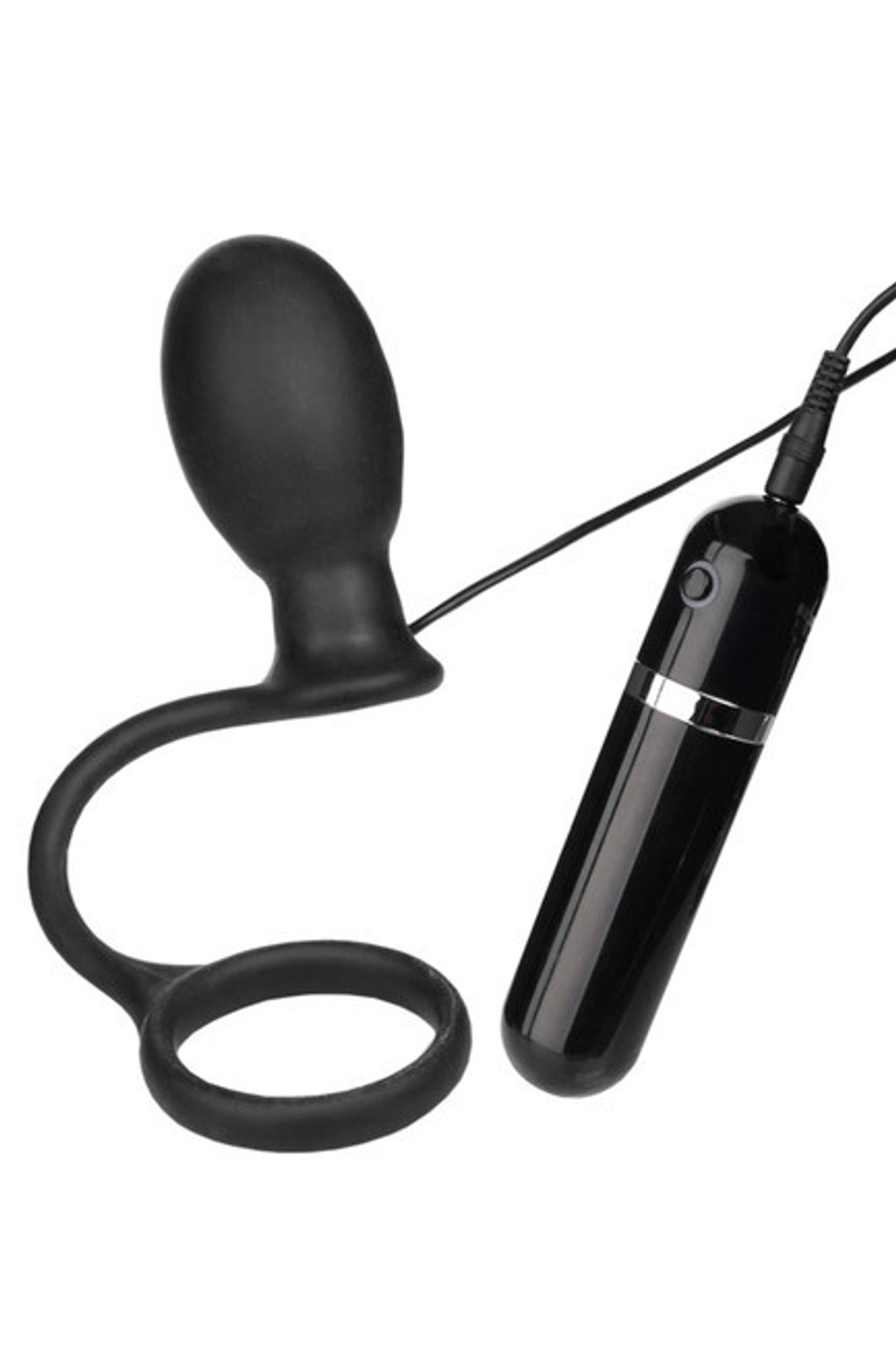 Стимулятор простаты с эрекционным кольцом Sens Ass Black & Red, (10 режимов) (Цвет: черный)