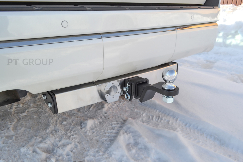 Фаркоп PT GROUP /съемный квадрат/ с нержавеющей накладкой Toyota LC 300 2021-(паспорт и сертификат в комплекте)(без электрики) арт.TLT-21-991124.00