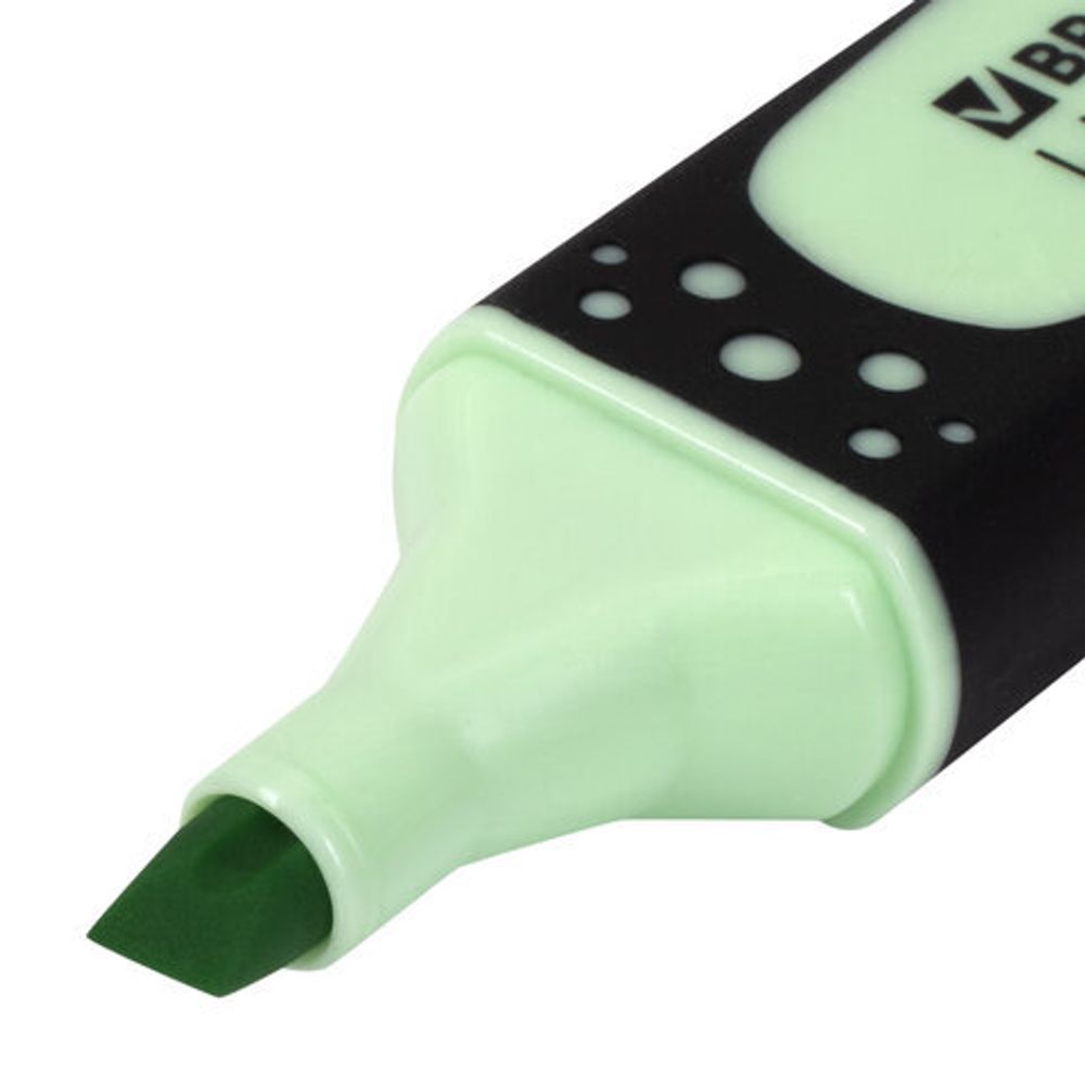 Текстовыделитель BRAUBERG "SUPER PASTEL", МЯТА, прорезиненный корпус, линия 1-5 мм, 151748