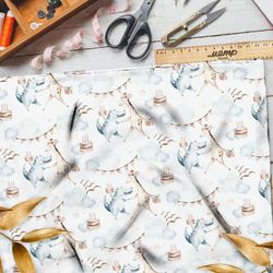 Ткань сатин зверьки на дне рождения