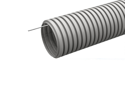 Труба гофрированная ПВХ 20мм с зондом серая (RAL:7035) 100м