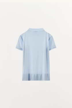 ZARA ТОП С ВЫСОКИМ ВОРОТНИКОМ ИЗ ПОЛИАМИДА, СИНИЙ