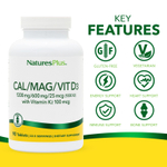 NaturesPlus, Cal / Mag / Vit D3 с витамином K2`` 90 таблеток