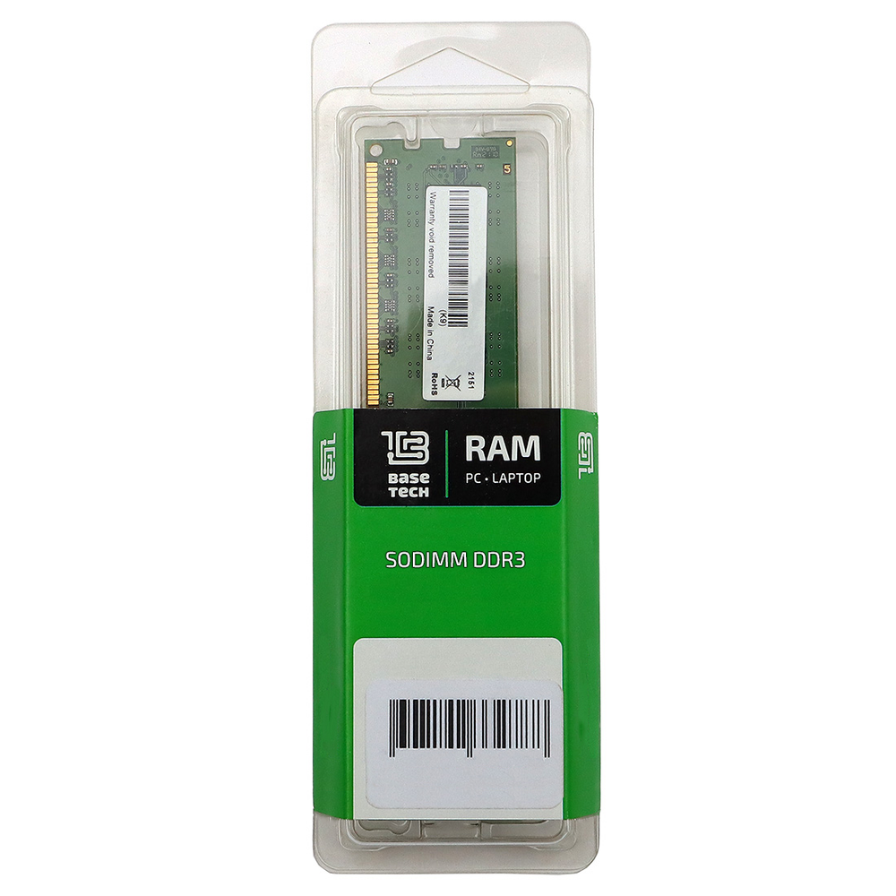 Память BaseTech DDR3 SODIMM 4Гб, 1600МГц, CL11, Retail, 1.35/1.5В (BTD3LNB-1600-CL11-4GN-RTL)