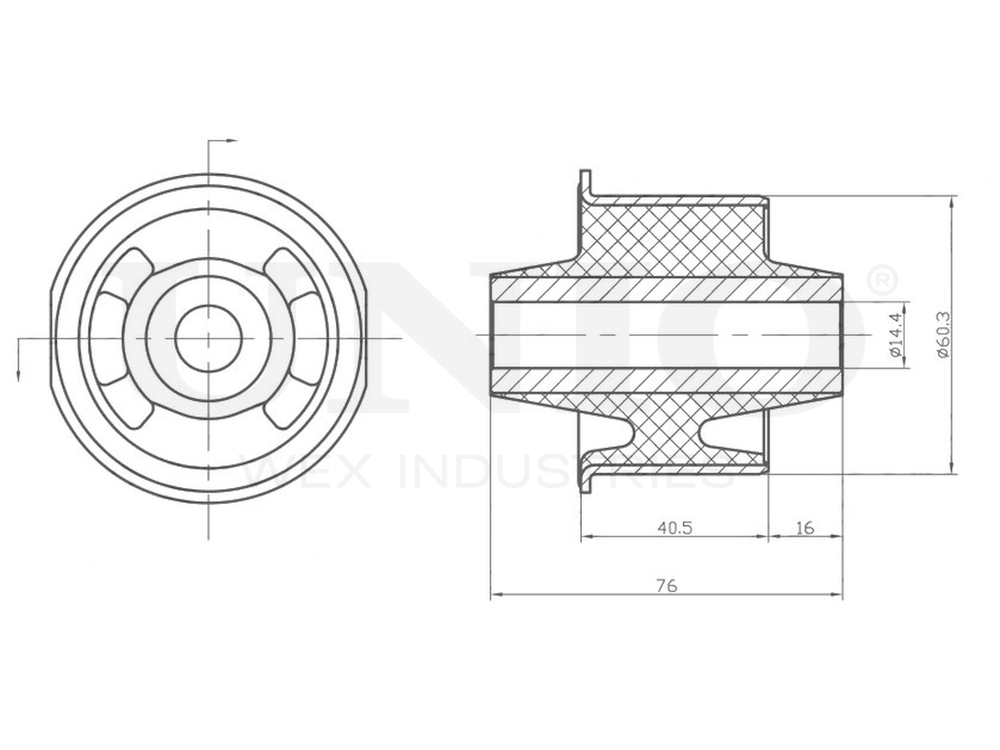 Сайлентблок задний переднего нижнего рычага UNIO RMP-20348