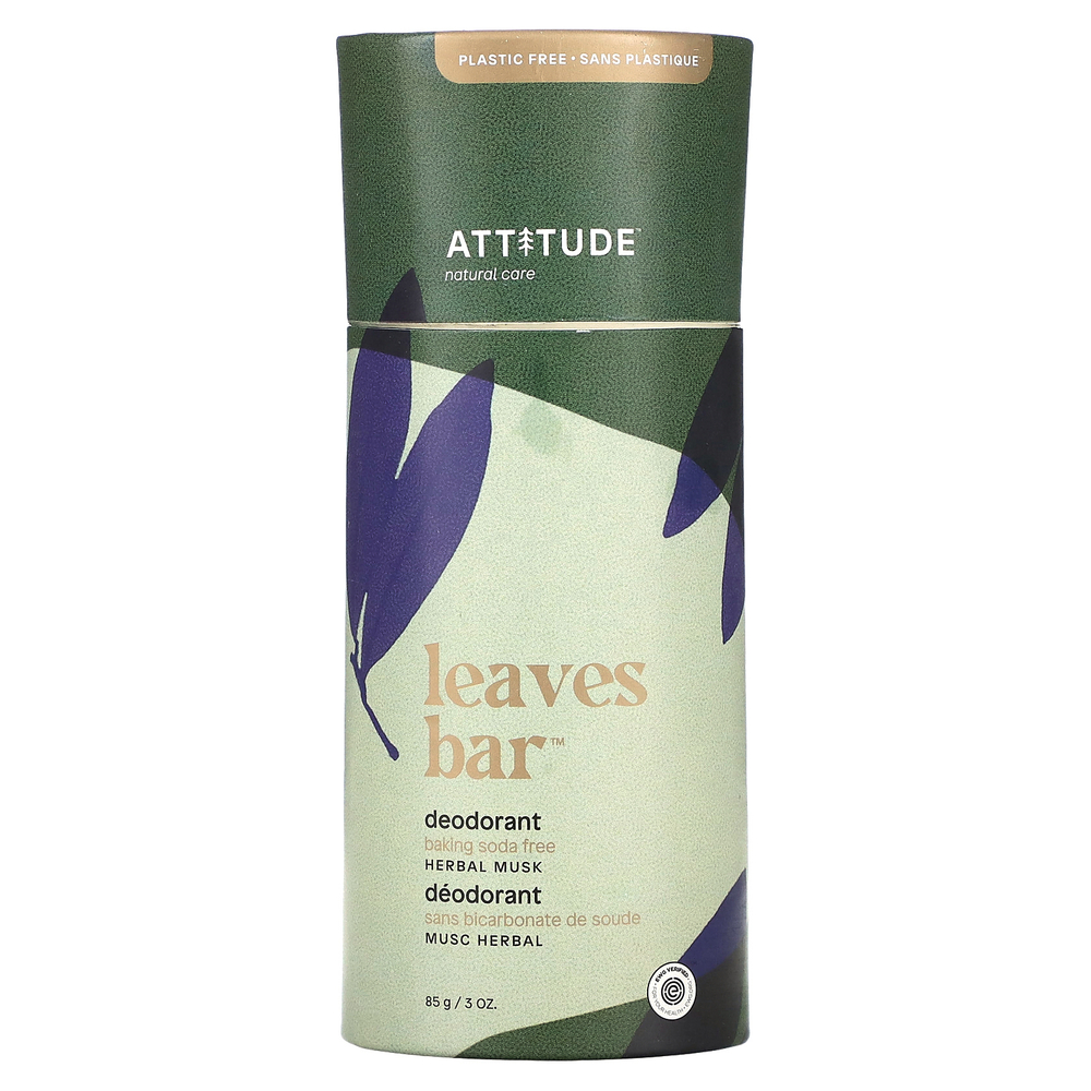 ATTITUDE, Leaves Bar, дезодорант, с запахом травяного мускуса, 85 г (3 унции)