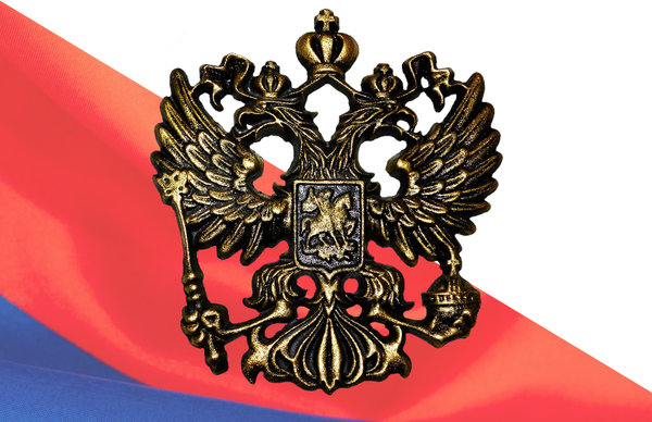 Кованый элемент Герб России, патина золотая бронза
