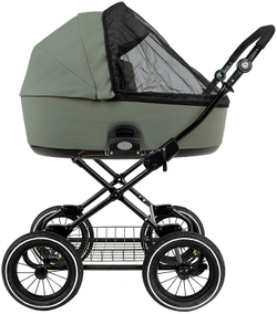 Детская коляска Roan Bass Next Classic d12 2.0 3 в 1 с автокреслом Tutis Elo Black BNC/82/2 Sage Green/Black/руч.Black