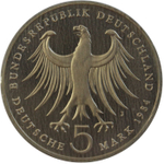 5 марок. 175 лет со дня рождения Феликса Мендельсона (J). Медноникель. 1984 г. PROOF