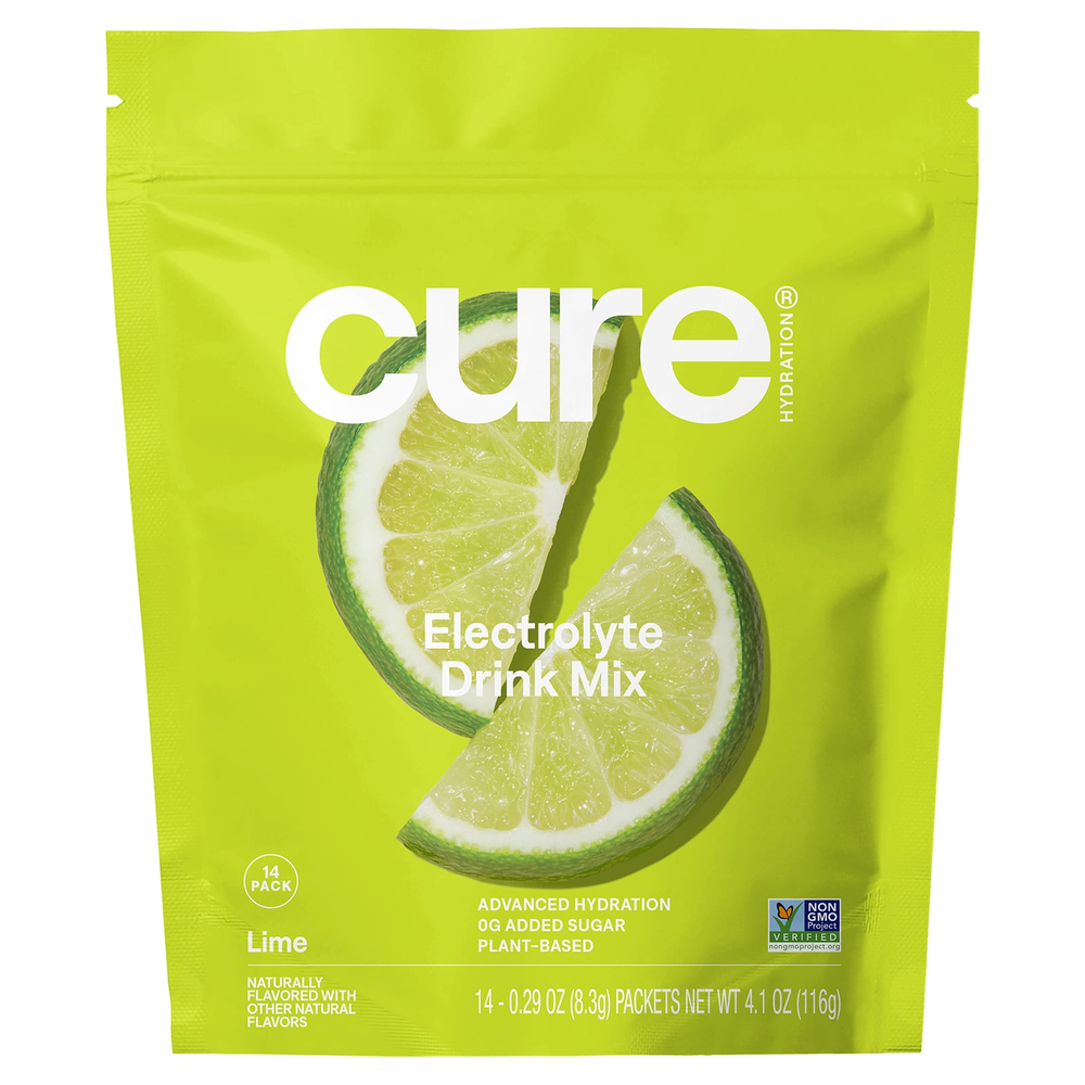 Cure Hydration, смесь электролитов для гидратации, лайм, 14 пакетиков по 8,3 г (0,29 унции) каждый