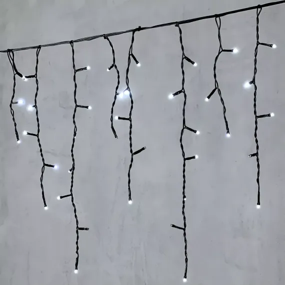 Светодиодная бахрома 3,1*0,5 м., 150 холодных белых LED ламп, мерцание, черный провод ПВХ, LTC(PIL150BLW-11-2W)