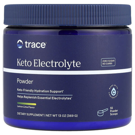 Trace, порошок из электролитов, для кетодиеты, без сахара, со вкусом лимона и лайма, 330 г (11,6 унции)