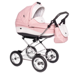 Детская коляска 3 в 1 Roan Emma E-97 (Розовая/Белая кожа)