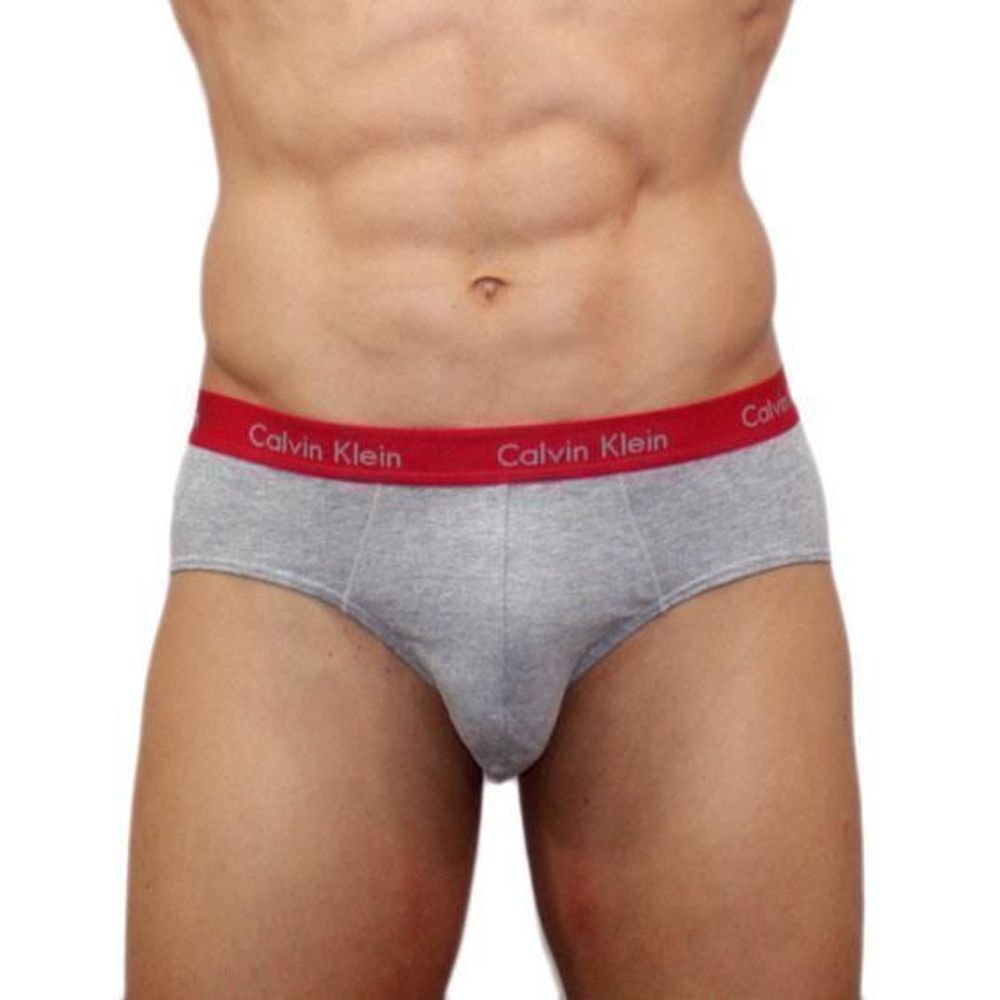 Мужские трусы брифы Calvin Klein Brief серые с красной резинкой CK00465