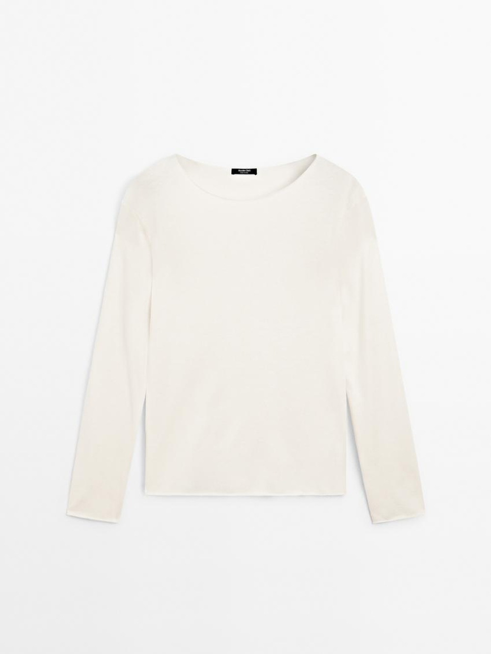 Massimo Dutti Свитер с воротником лодочкой из смесовой шерсти, натуральный