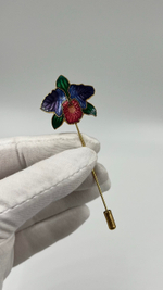 Брошь булавка Цветок с эмалью в технике клуазоне