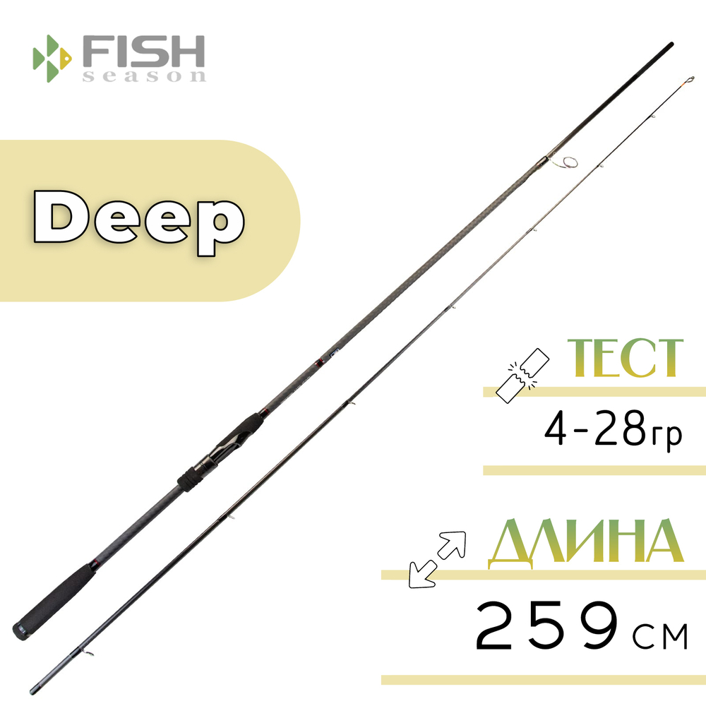 Спиннинг Fish Season Deep, 2 секции, полая вершина (2.59м, 4-28гр)