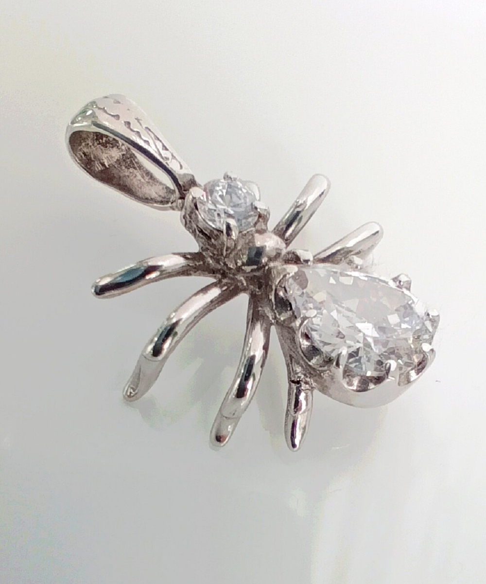 Подвеска "Эстерелла", родированное серебро 925 пробы, с фианитом/Ф