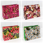 Пакет бумажный 23*18*10см с ручками "Цветы" микс