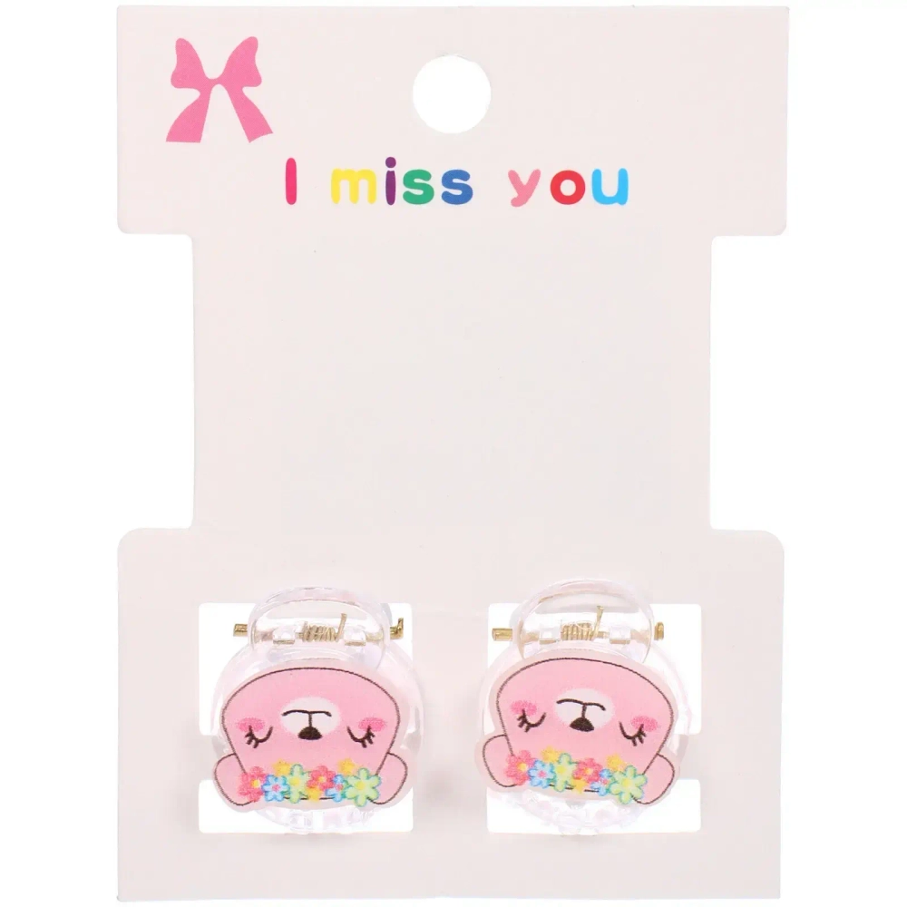 Заколки – крабы детские для волос 2шт на блистере «МАРЦИПАН», Мишка, 1,2см