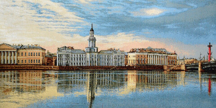 Гобеленовая картина "D. ВИД С НЕВЫ" в багетной раме, Россия.