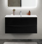 Тумба с раковиной подвесная BelBagno MARINO-CER-MINI-1000-2C-SO-NL-P Nero Lucido, раковина белая BB-8099-3-100