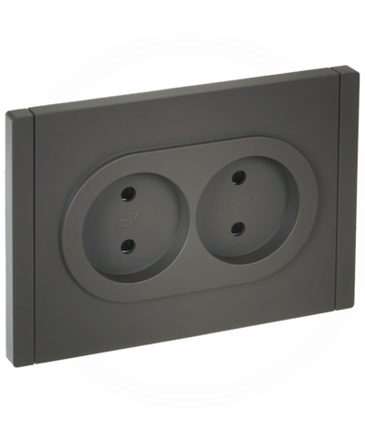 FORTE&PIANO Розетка 2-местная без заземления с защитными шторками безвинтовое крепление 10А FP325 серый IEK