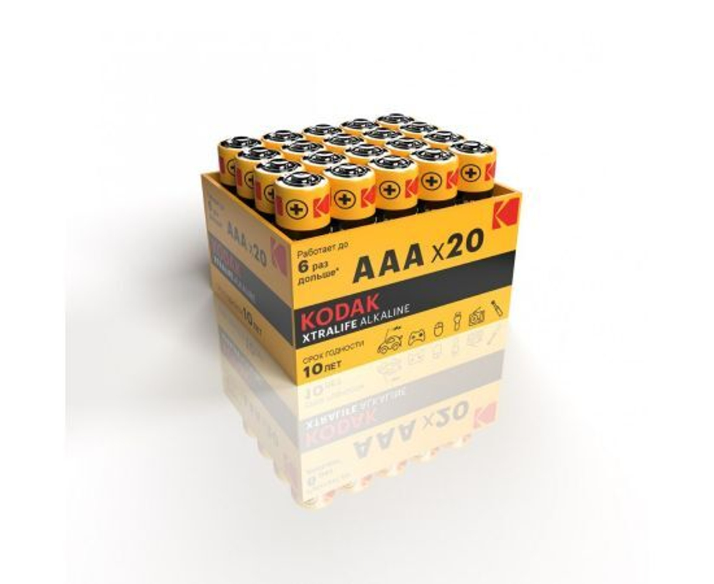 Батарейки щелочные мизинчиковые ААА Kodak LR03-20 bulk XTRALIFE Alkaline 20 шт.