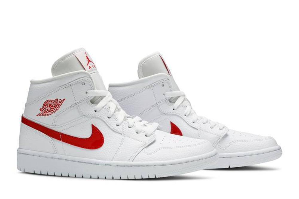 Кроссовки Jordan Air Jordan 1 Mid White University Red (Женская размерная сетка)