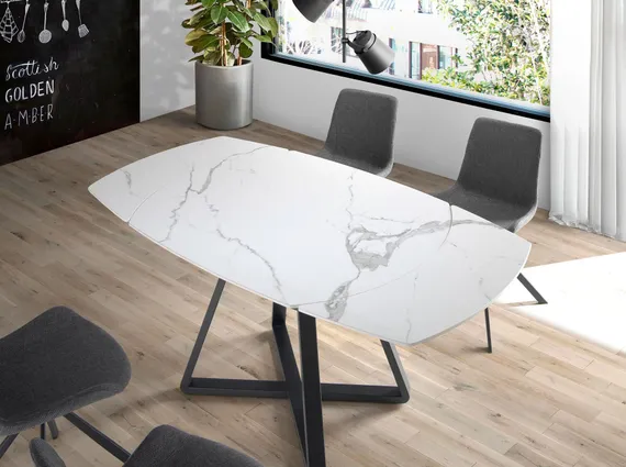 Обеденный стол D2055BB /1096 из керамики и черной стали