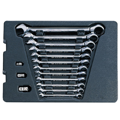 KING TONY (9-10215MR) Набор комбинированных ключей с трещоткой, ложемент, 15 предметов