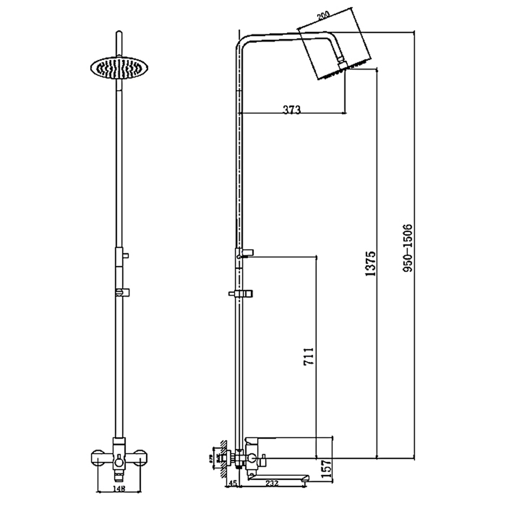 Душевая система 35к HB24801 HAIBA лейка "Тропический душ" НЕРЖ