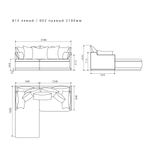 3-х местный нераскладной диван с кушеткой SOHO 813/802
