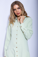 Женское мятное платье-рубашка миди с пуговицами
