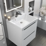 Тумба с раковиной Uperwood Tanos 50 см, подвесная, матовая, белая/графит