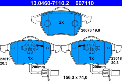 ATE - 13046071102-ATE - Brake Pad Set, disc brake
