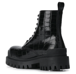 Ботинки Balenciaga Strike Croc Embossed Lace Up Boot Black