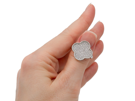 Кольцо "Клевер" 19мм, со стразами