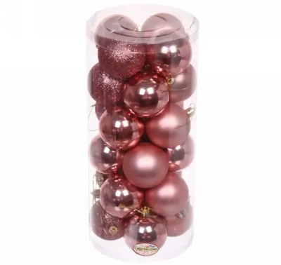 Новогодние шары 6 см (набор 24 шт) «Микс фактур», розовое золото