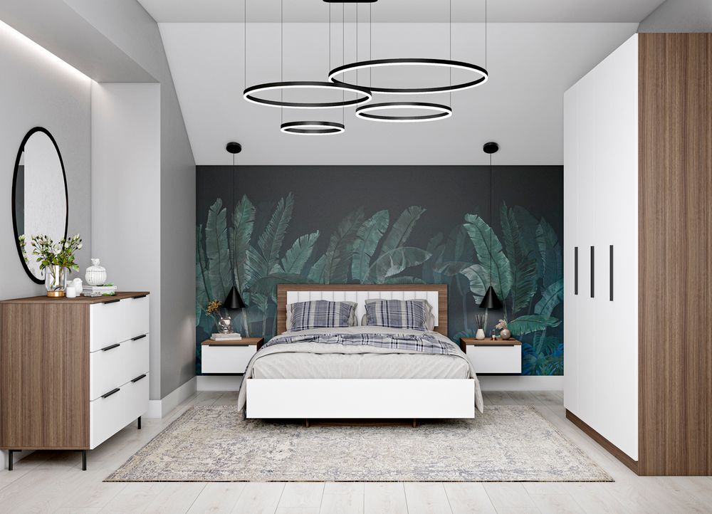 МС Роза Кровать 1400 Орех Франклин/Белый софт, ДСВ Мебель