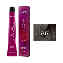 Lakme Collage Крем-краска для волос, 7/17 Средний блондин пепельный, 60 мл