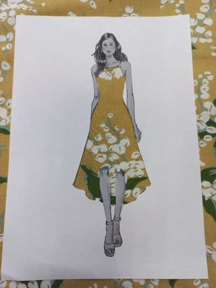 Штапель Ландыши на горчице/вискоза