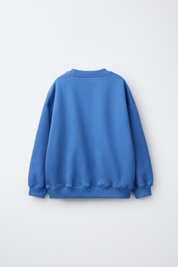 ZARA ТОЛСТОВКА С НАШИВКОЙ «МЕДВЕДЬ В КЛЕТКУ», ЯРКО-СИНИЙ