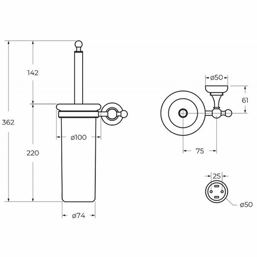 Ершик для унитаза Cezares Aphrodite APHRODITE-TBS-01-M Хром