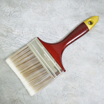Кисть плоская 4" 100мм, искусственная мягкая щетина, деревянная лакированная ручка