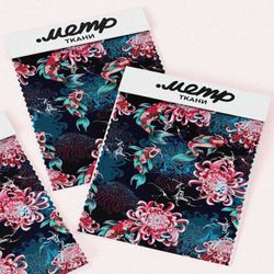 Ткань оксфорд 600 цветы и рыбы на воде