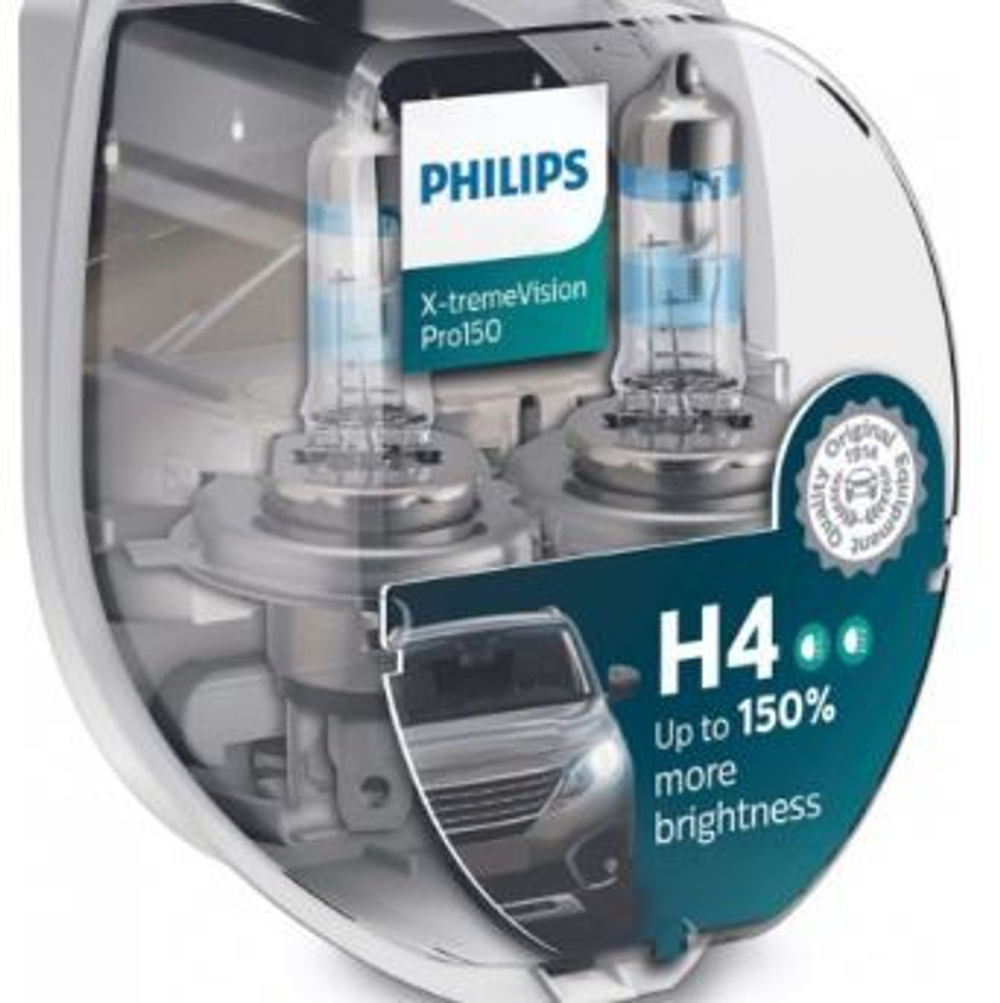 Автолампа H4 12V- 60/55W Philips (P43t) (+150%) X-treme Vision Pro150 (кт2шт) P-12342XVPS2
