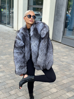 Шуба из меха финской чернобурки 70см