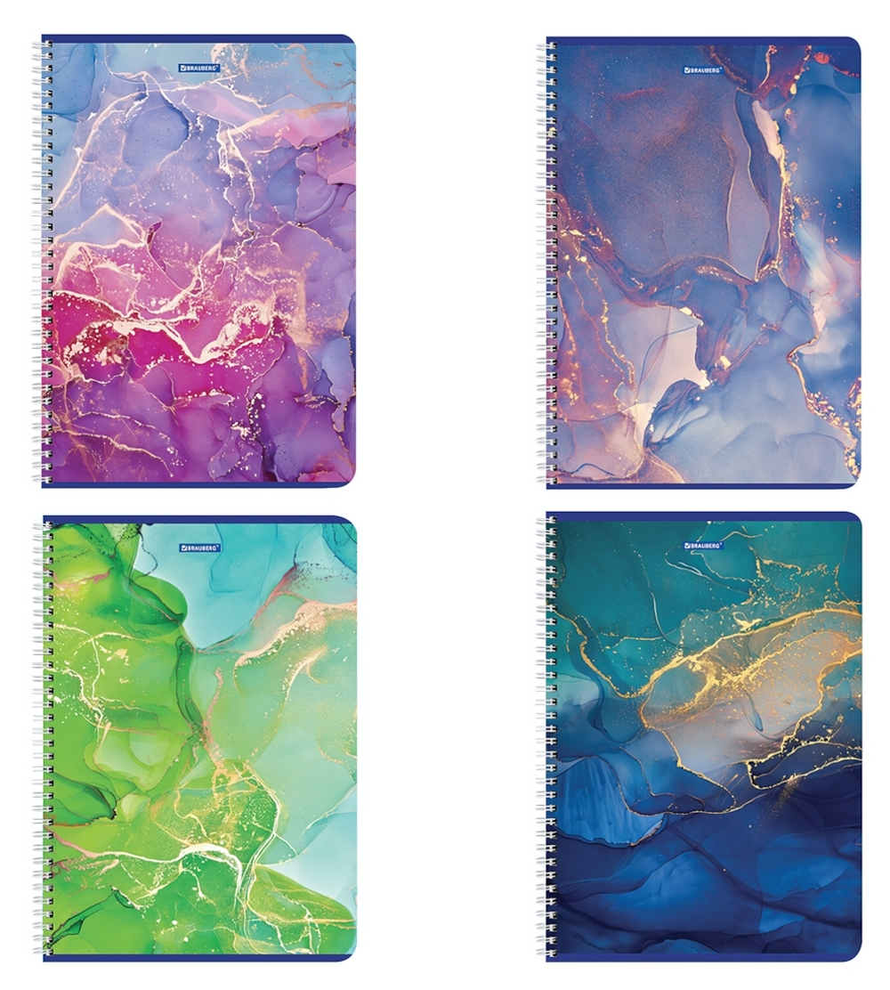 Тетрадь А4 96л. клетка "Marble" гребень, матовая ламинация, в ассортименте (BRAUBERG)